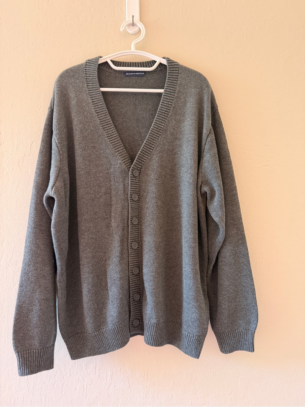 Brandy Melville V-Neck Button Cardigan Sweater - Gray